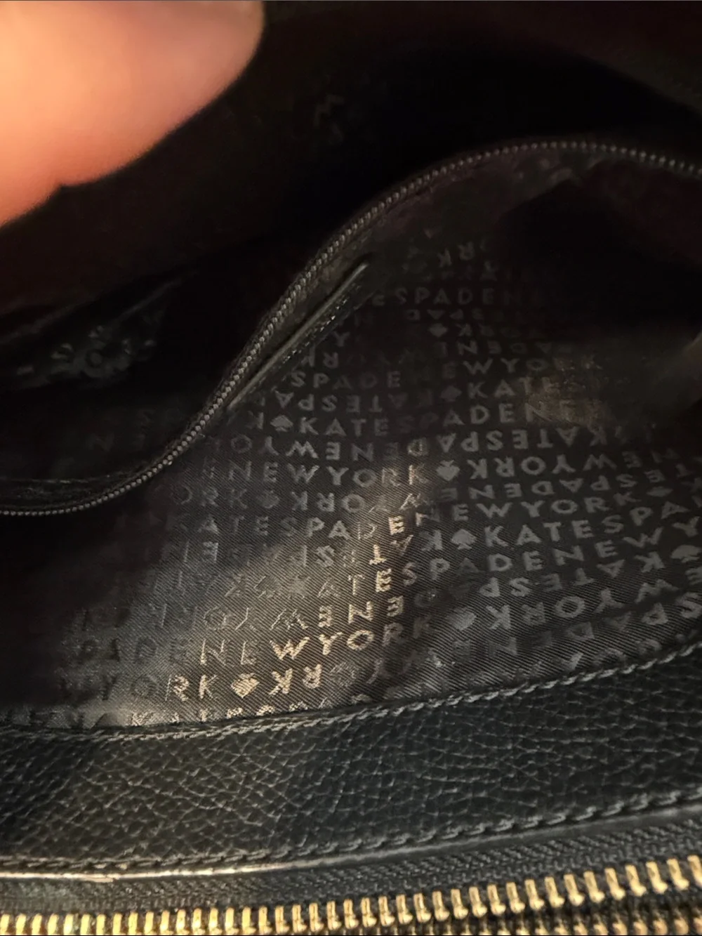 Kate Spade Black Pebbled Leather- handbag w/ three separate compartments,